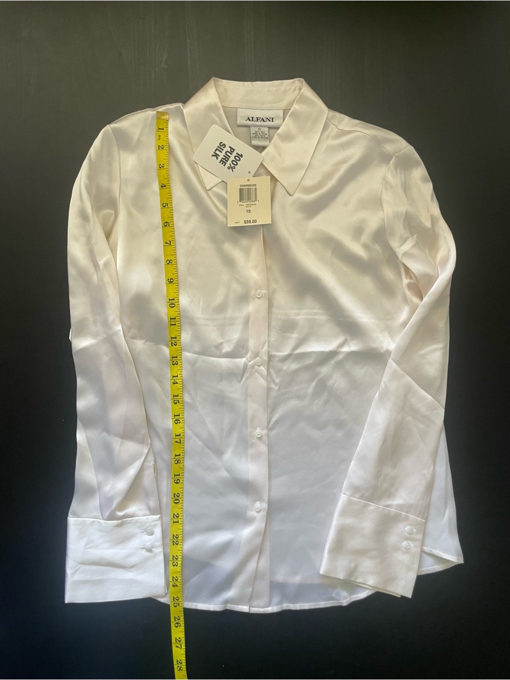 Alfani Silk Charmeuse Blouse - cream (size 10) - Picture 4 of 8